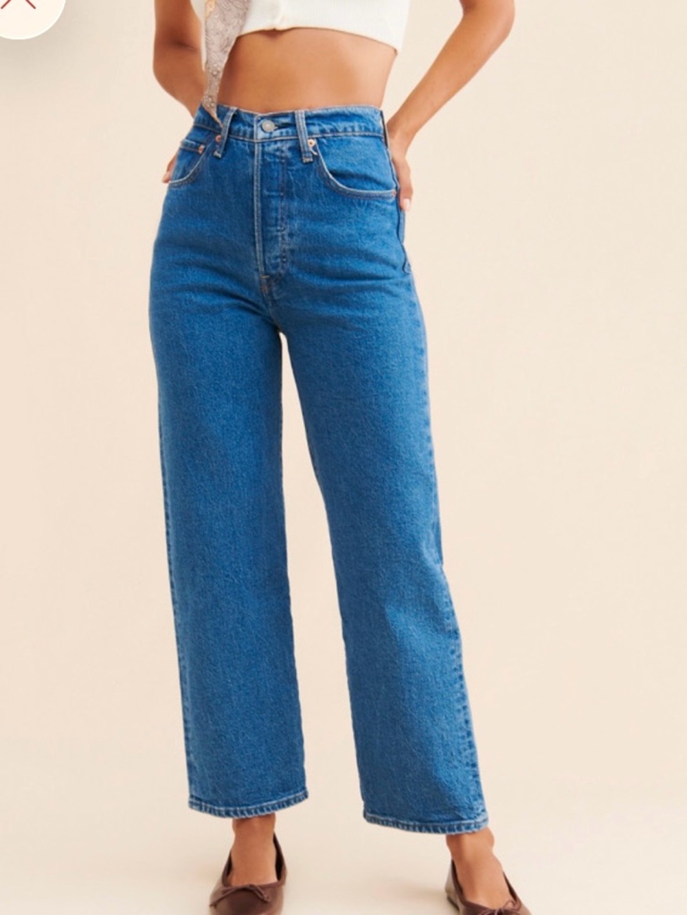 Levi's Ribcage High Rise Ankle Jeans in color Denim dark